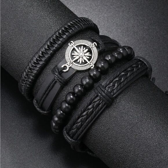 4Pcs/Set Compass Decor Bracelet Poly Urethane set - Picture 4 of 11